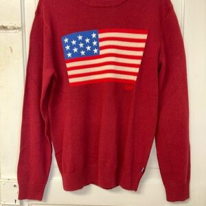 Chaps Burt Red American Flag Sweater NWT! 🇺🇸🇺🇸Mens Crewneck Knit Size Medium!